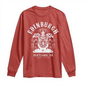 Edinburgh Scotland UK Est 1130 Long Sleeve Shirt Royal Coat of Arms In Defens Historic Crest Graphic