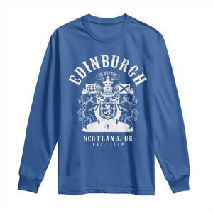 Edinburgh Scotland UK Est 1130 Long Sleeve Shirt Royal Coat of Arms In Defens Historic Crest Graphic