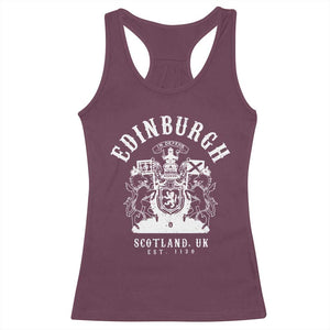 Edinburgh Scotland UK Est 1130 Racerback Tank Top Royal Coat of Arms In Defens Historic Crest Graphic