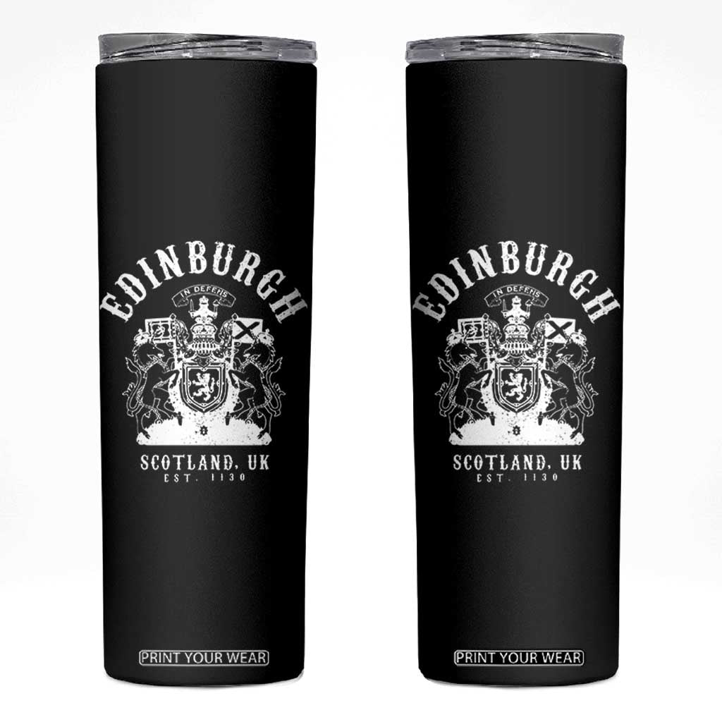 Edinburgh Scotland UK Est 1130 Skinny Tumbler Royal Coat of Arms In Defens Historic Crest Graphic