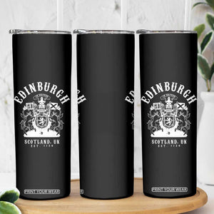 Edinburgh Scotland UK Est 1130 Skinny Tumbler Royal Coat of Arms In Defens Historic Crest Graphic