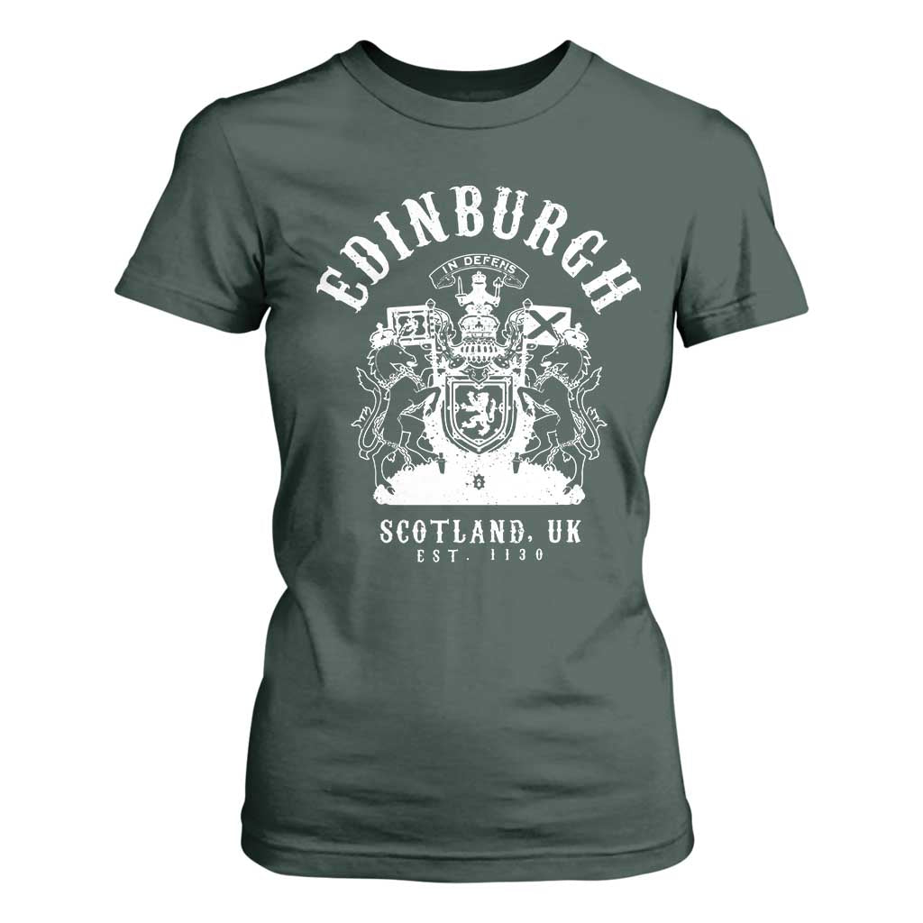 Edinburgh Scotland UK Est 1130 T Shirt For Women Royal Coat of Arms In Defens Historic Crest Graphic
