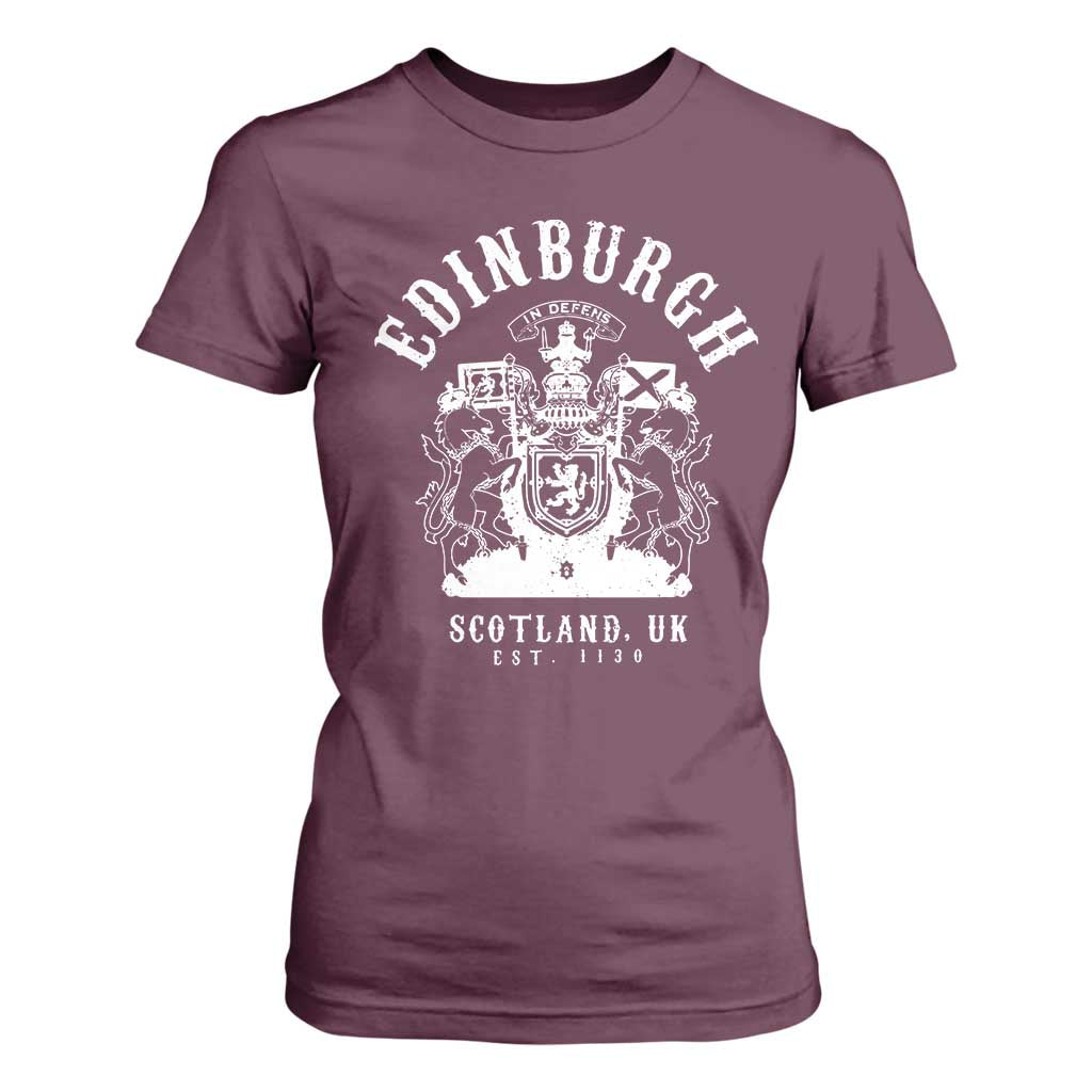 Edinburgh Scotland UK Est 1130 T Shirt For Women Royal Coat of Arms In Defens Historic Crest Graphic