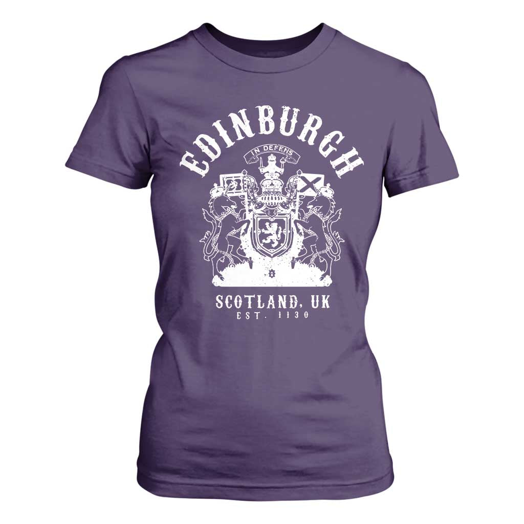 Edinburgh Scotland UK Est 1130 T Shirt For Women Royal Coat of Arms In Defens Historic Crest Graphic