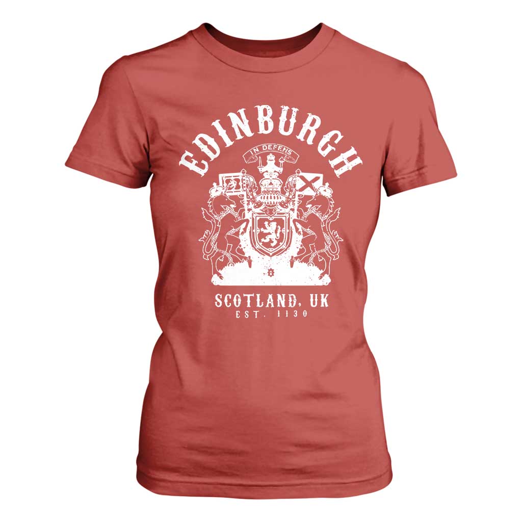 Edinburgh Scotland UK Est 1130 T Shirt For Women Royal Coat of Arms In Defens Historic Crest Graphic