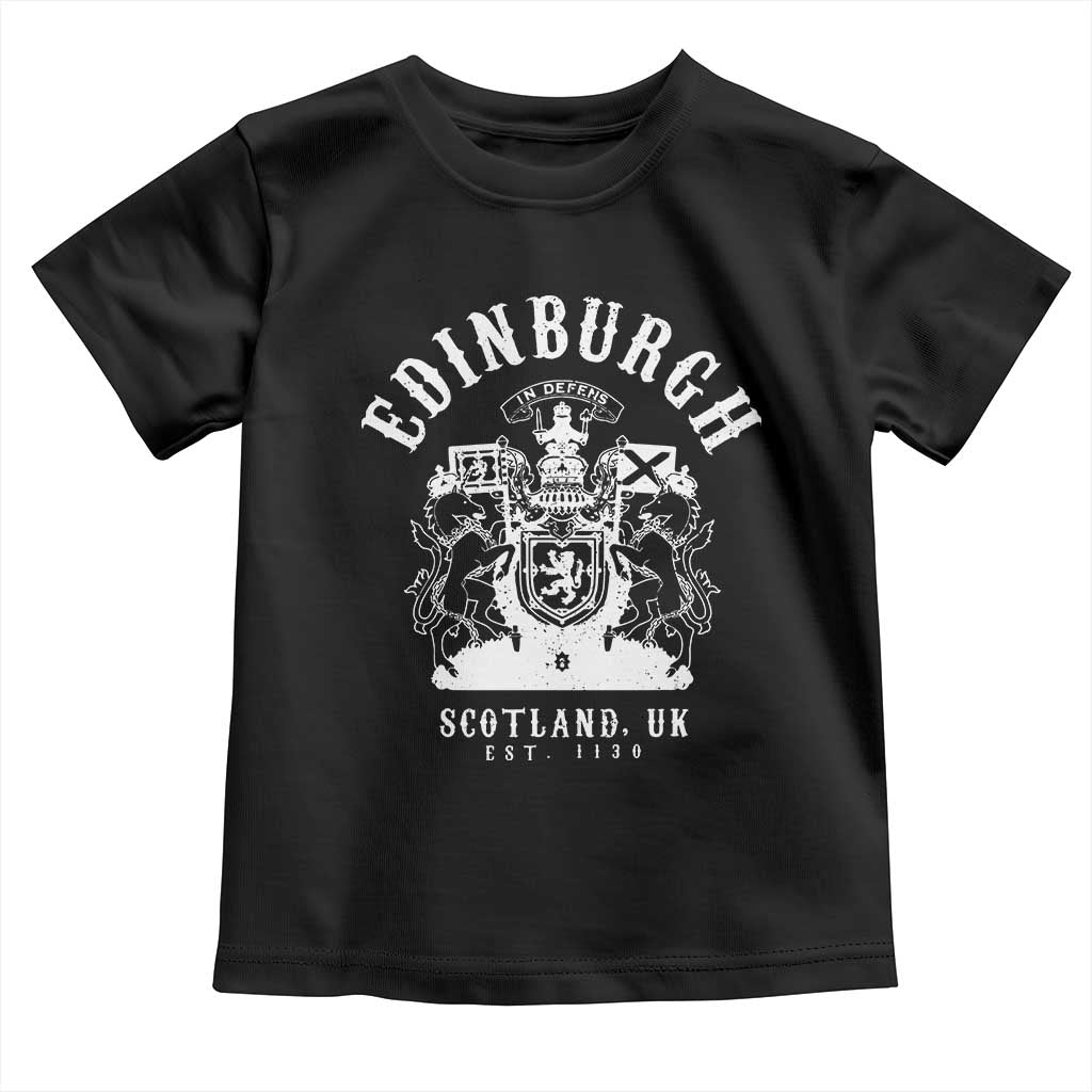 Edinburgh Scotland UK Est 1130 Toddler T Shirt Royal Coat of Arms In Defens Historic Crest Graphic