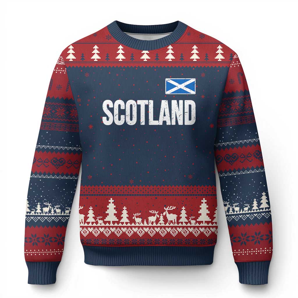 Scotland Saltire Flag Minimalist Athletic College Style Ugly Christmas Sweater