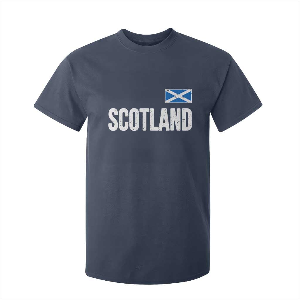 Scotland Saltire Flag Minimalist Athletic College Style T Shirt For Kid TS02 Navy Print Your Wear