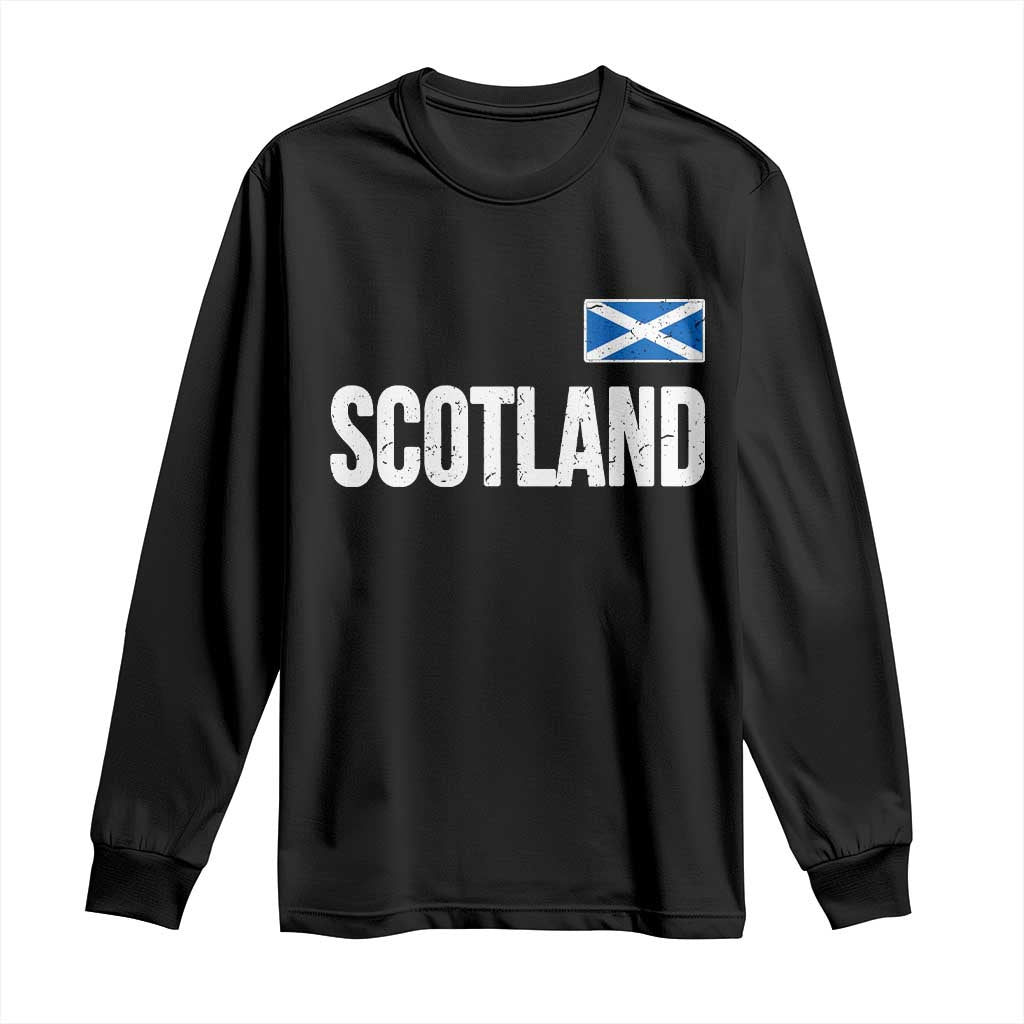 Scotland Saltire Flag Minimalist Athletic College Style Long Sleeve Shirt