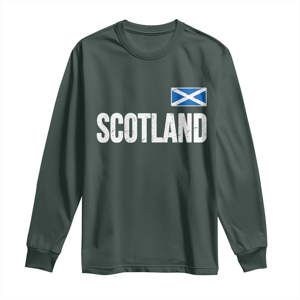 Scotland Saltire Flag Minimalist Athletic College Style Long Sleeve Shirt