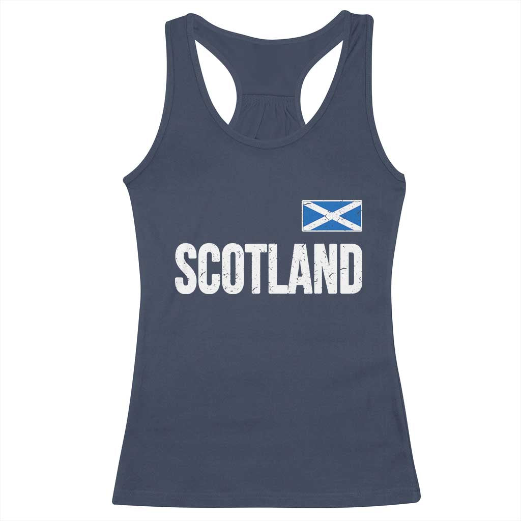 Scotland Saltire Flag Minimalist Athletic College Style Racerback Tank Top TS02 Navy Print Your Wear