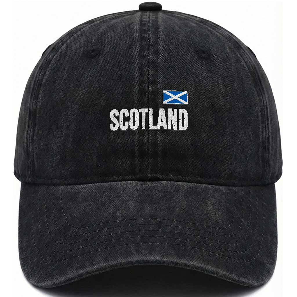 Scotland Saltire Flag Minimalist Athletic College Style Washed Cotton Baseball Cap TS02 Print Your Wear
