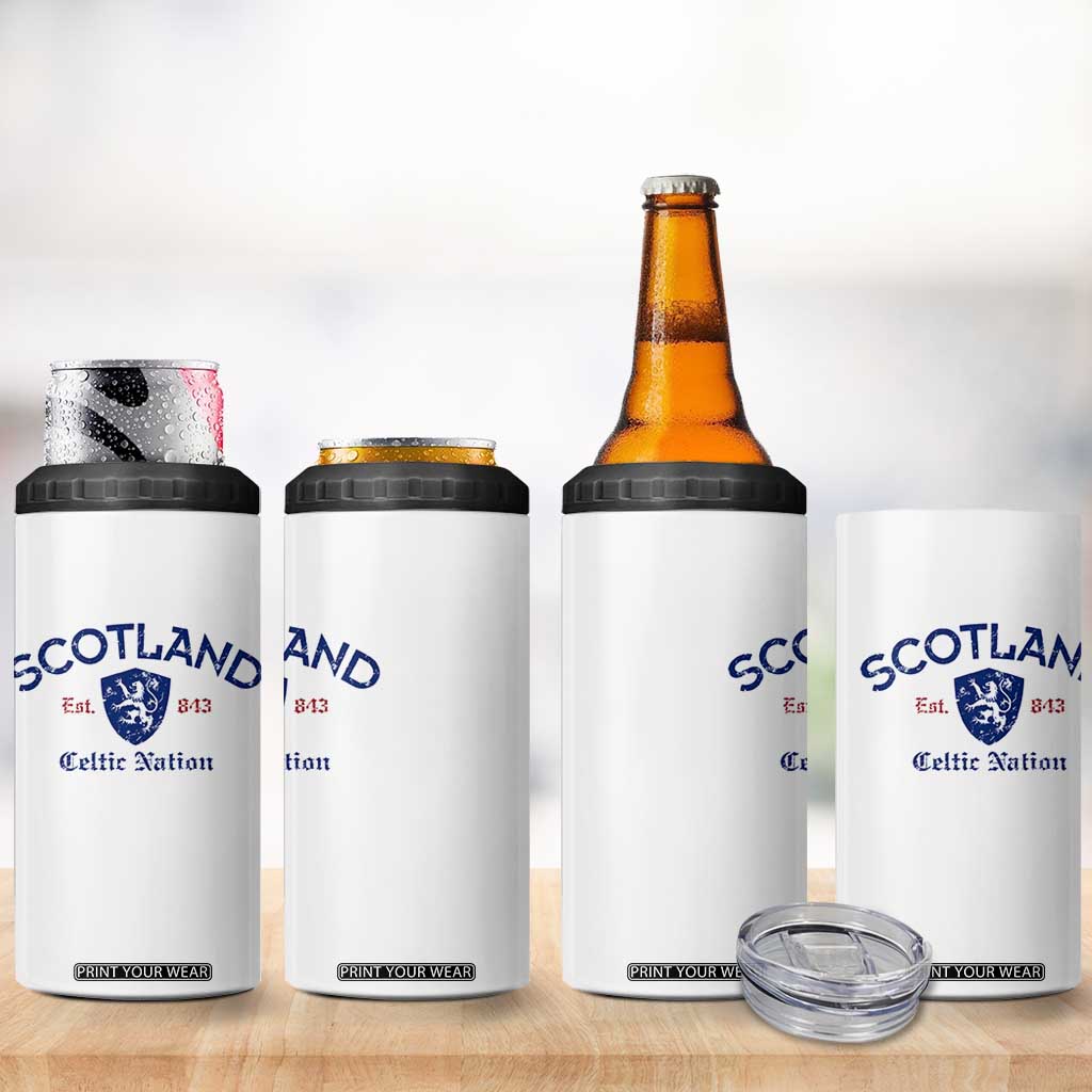 Scotland Celtic Nation Est 843 4 in 1 Can Cooler Tumbler Lion Rampant Shield Patriotic Scottish Heritage