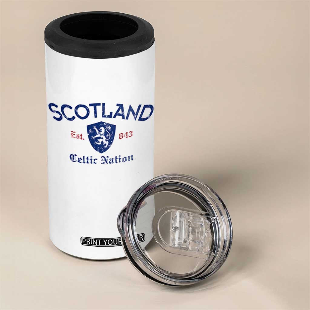 Scotland Celtic Nation Est 843 4 in 1 Can Cooler Tumbler Lion Rampant Shield Patriotic Scottish Heritage