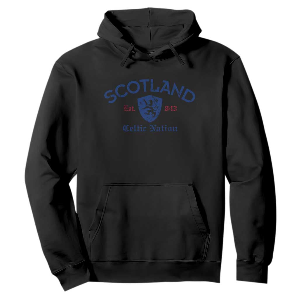 Scotland Celtic Nation Est 843 Hoodie Lion Rampant Shield Patriotic Scottish Heritage
