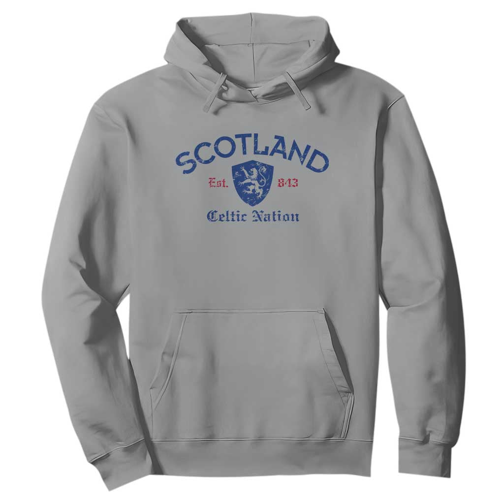 Scotland Celtic Nation Est 843 Hoodie Lion Rampant Shield Patriotic Scottish Heritage
