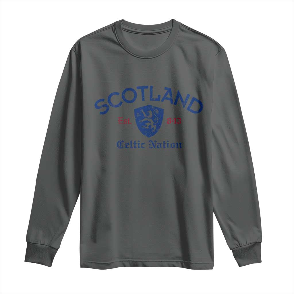 Scotland Celtic Nation Est 843 Long Sleeve Shirt Lion Rampant Shield Patriotic Scottish Heritage