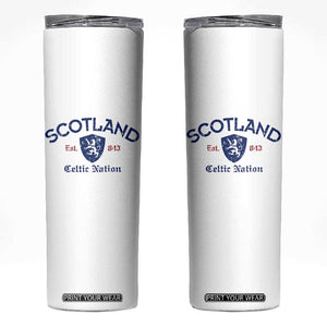 Scotland Celtic Nation Est 843 Skinny Tumbler Lion Rampant Shield Patriotic Scottish Heritage