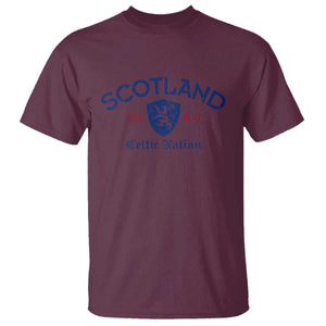 Scotland Celtic Nation Est 843 T Shirt Lion Rampant Shield Patriotic Scottish Heritage