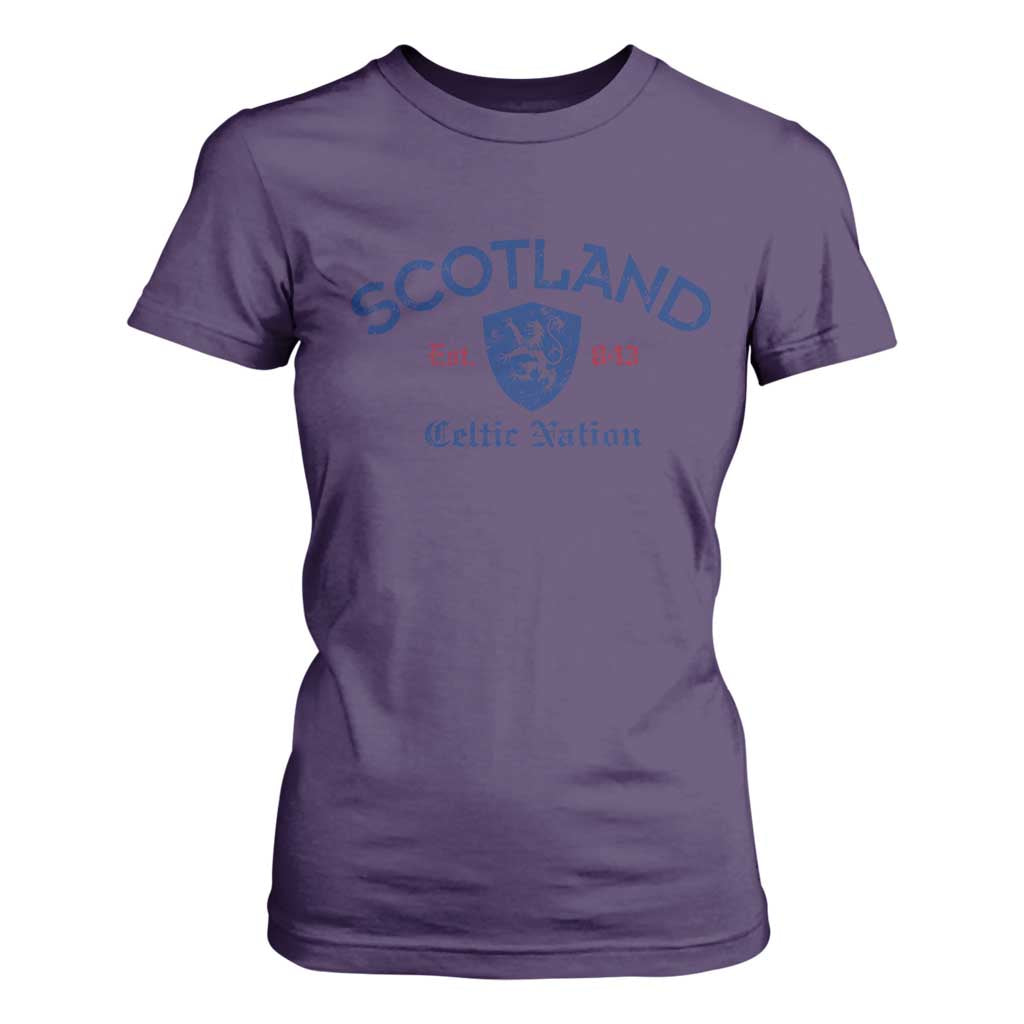 Scotland Celtic Nation Est 843 T Shirt For Women Lion Rampant Shield Patriotic Scottish Heritage