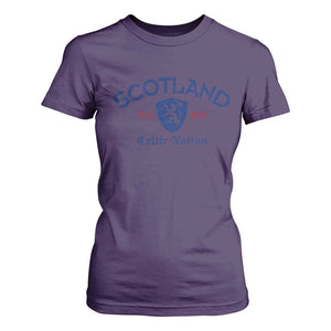 Scotland Celtic Nation Est 843 T Shirt For Women Lion Rampant Shield Patriotic Scottish Heritage