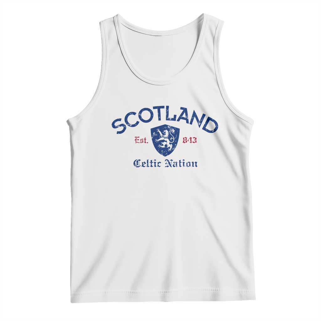 Scotland Celtic Nation Est 843 Tank Top Lion Rampant Shield Patriotic Scottish Heritage