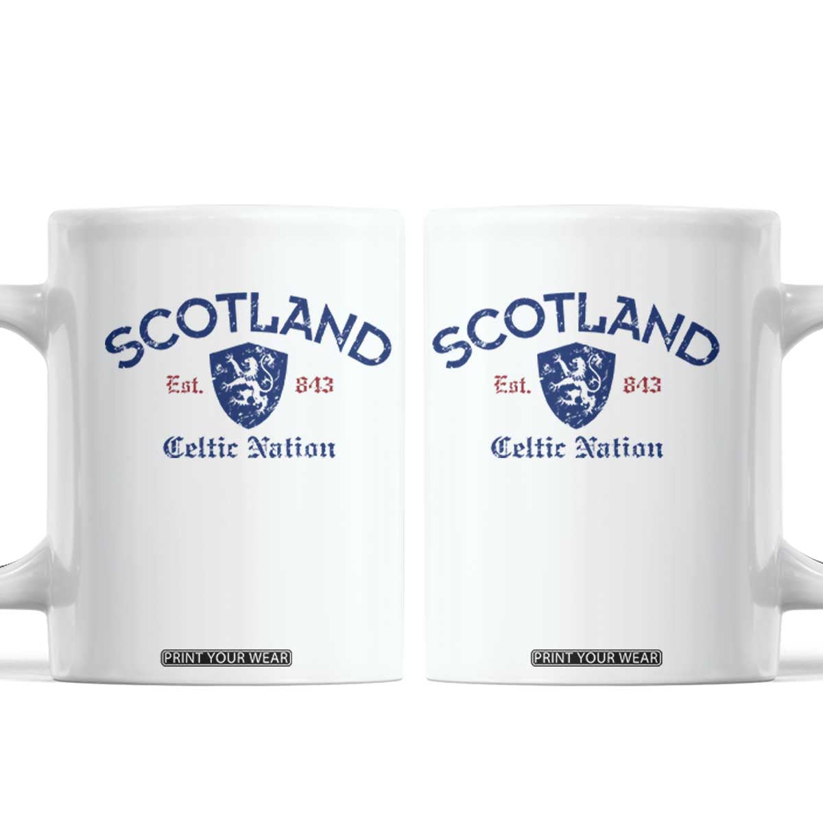 Scotland Celtic Nation Est 843 Coffee Mug Lion Rampant Shield Patriotic Scottish Heritage