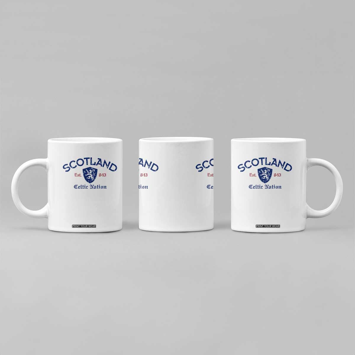 Scotland Celtic Nation Est 843 Coffee Mug Lion Rampant Shield Patriotic Scottish Heritage