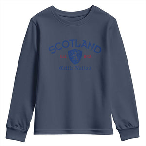 Scotland Celtic Nation Est 843 Youth Sweatshirt Lion Rampant Shield Patriotic Scottish Heritage