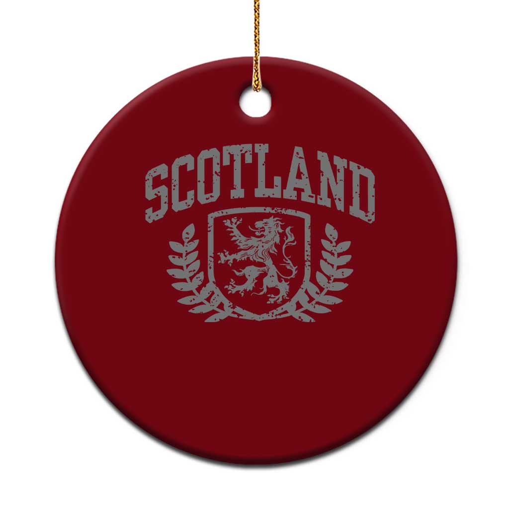 Scotland Lion Rampant Distressed Crest Ceramic Ornament Scottish Heritage Monochrome Laurel Wreath Vintage Graphic