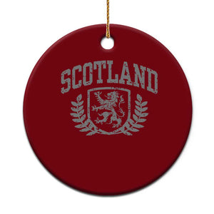 Scotland Lion Rampant Distressed Crest Ceramic Ornament Scottish Heritage Monochrome Laurel Wreath Vintage Graphic