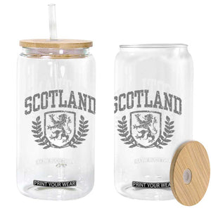Scotland Lion Rampant Distressed Crest Glass Can Scottish Heritage Monochrome Laurel Wreath Vintage Graphic