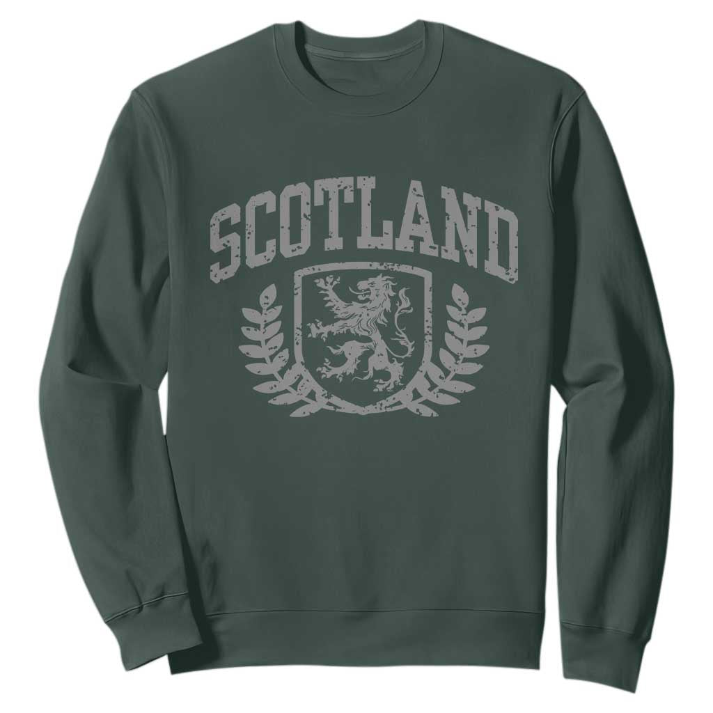 Scotland Lion Rampant Distressed Crest Sweatshirt Scottish Heritage Monochrome Laurel Wreath Vintage Graphic