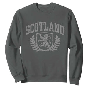 Scotland Lion Rampant Distressed Crest Sweatshirt Scottish Heritage Monochrome Laurel Wreath Vintage Graphic