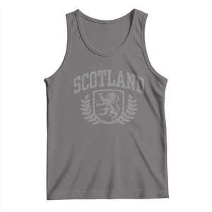 Scotland Lion Rampant Distressed Crest Tank Top Scottish Heritage Monochrome Laurel Wreath Vintage Graphic