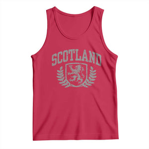 Scotland Lion Rampant Distressed Crest Tank Top Scottish Heritage Monochrome Laurel Wreath Vintage Graphic
