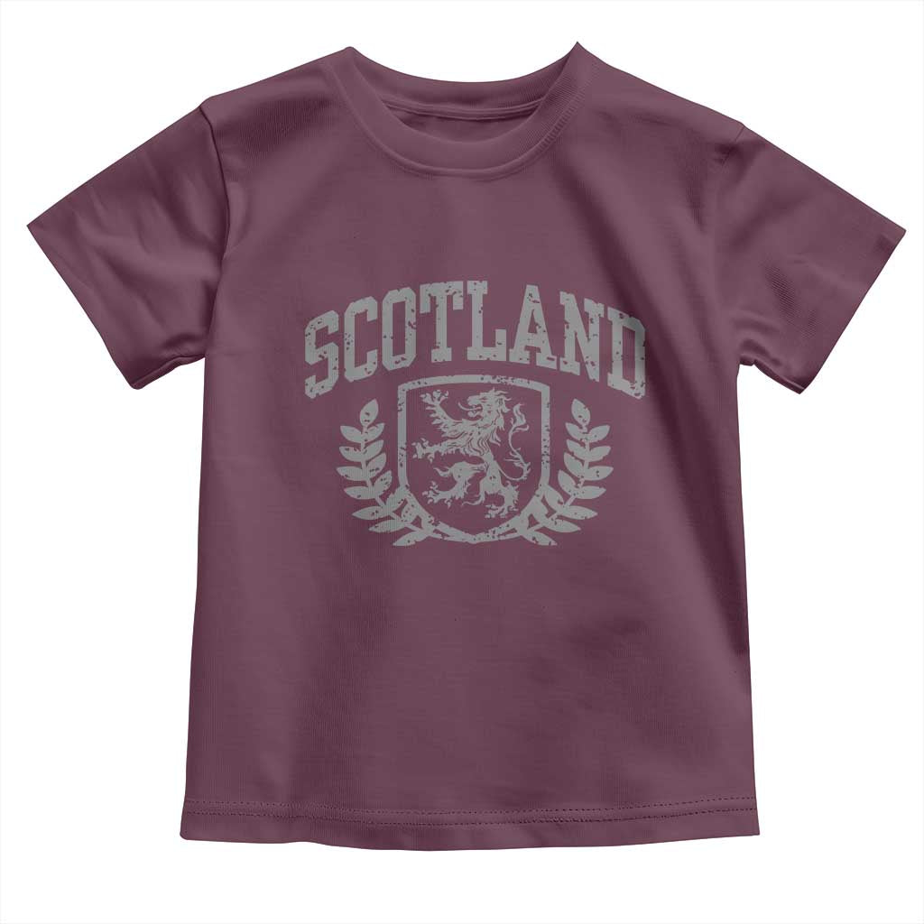 Scotland Lion Rampant Distressed Crest Toddler T Shirt Scottish Heritage Monochrome Laurel Wreath Vintage Graphic