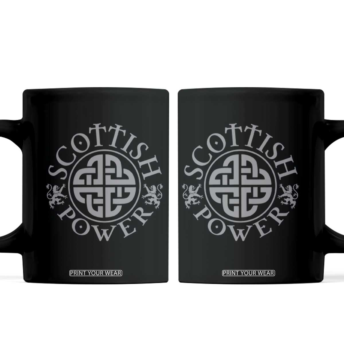 Scottish Power Celtic Knotwork Shield Emblem Coffee Mug Traditional Tribal Heritage Scottish Pride