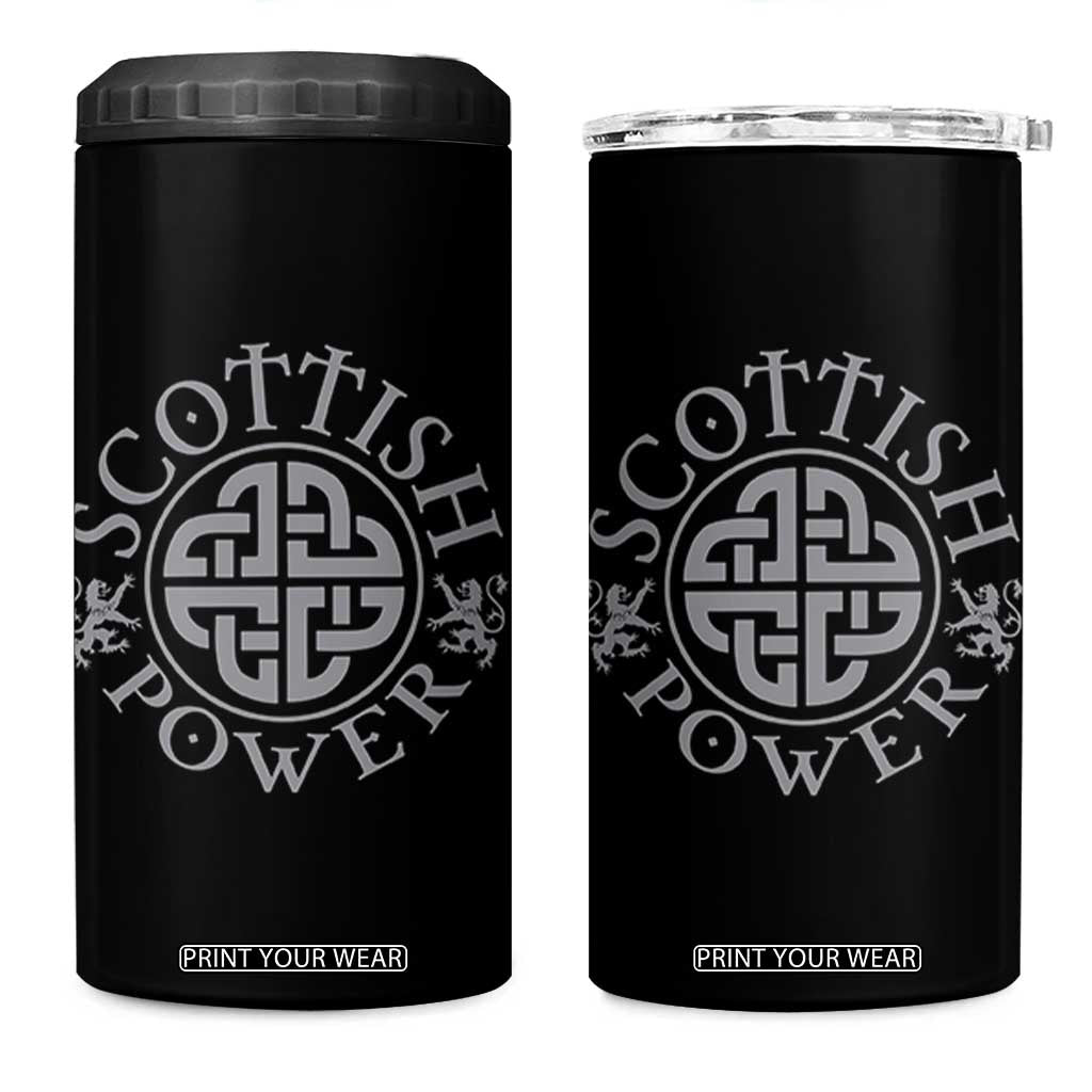 Scottish Power Celtic Knotwork Shield Emblem 4 in 1 Can Cooler Tumbler Traditional Tribal Heritage Scottish Pride