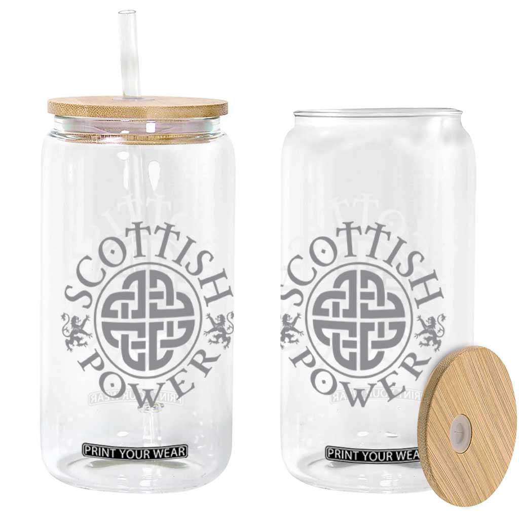 Scottish Power Celtic Knotwork Shield Emblem Glass Can Traditional Tribal Heritage Scottish Pride