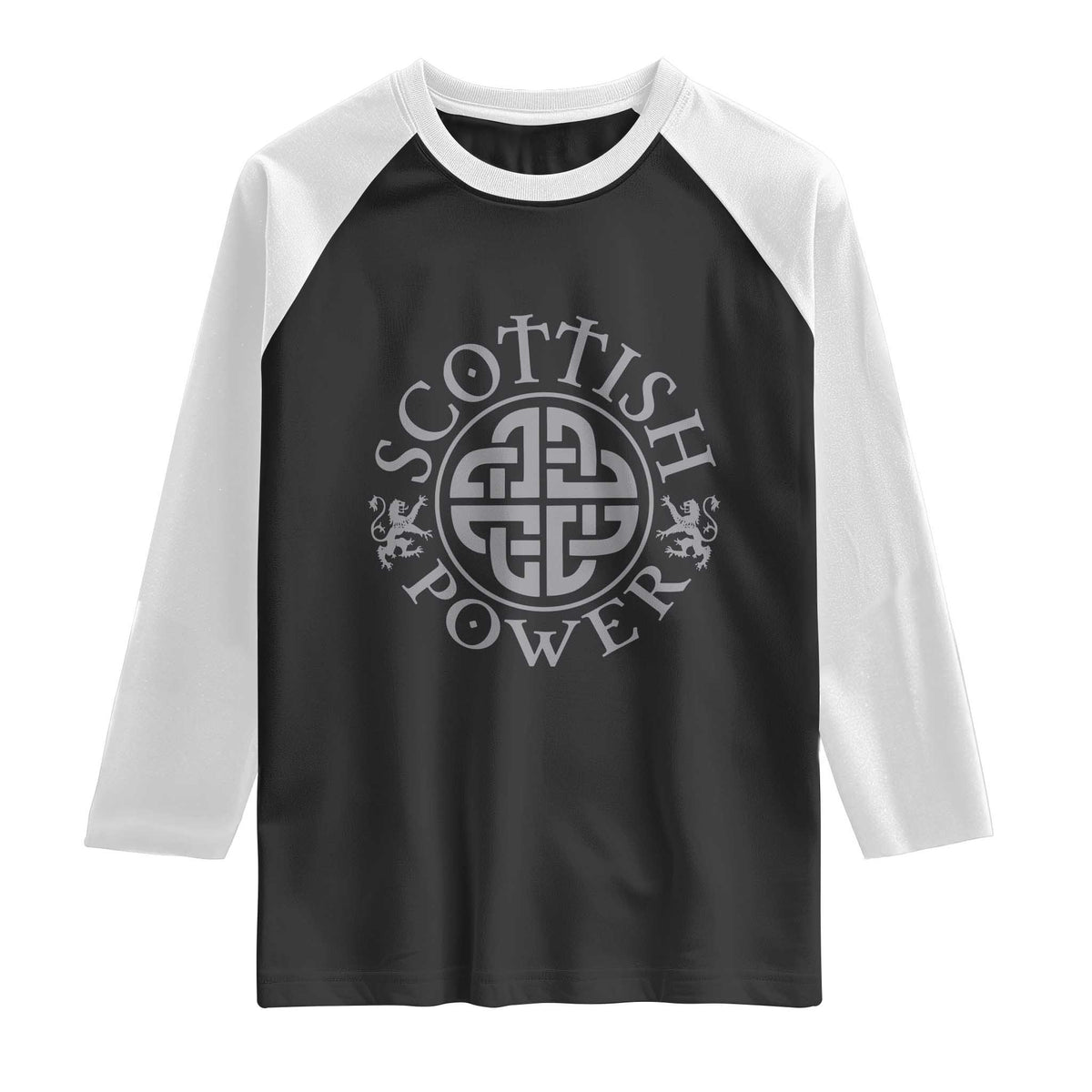 Scottish Power Celtic Knotwork Shield Emblem Raglan Shirt Traditional Tribal Heritage Scottish Pride