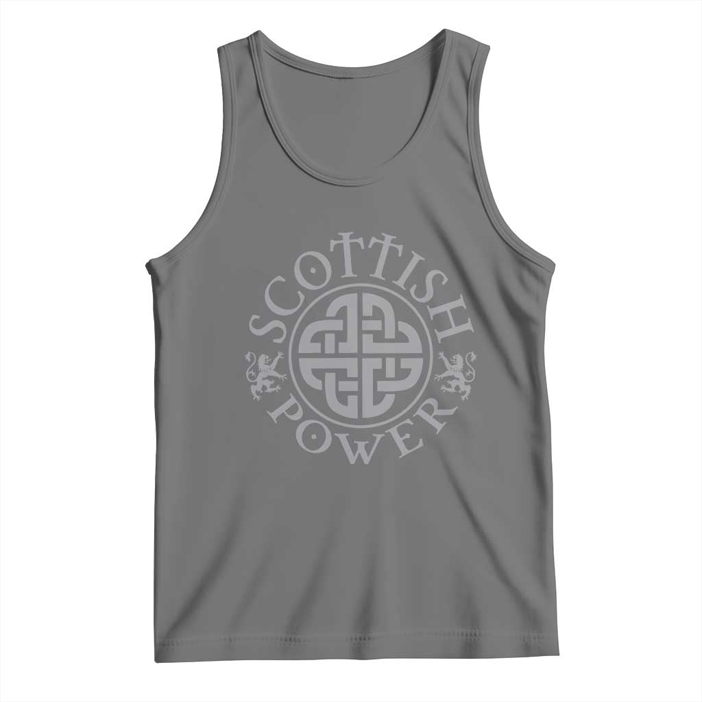 Scottish Power Celtic Knotwork Shield Emblem Tank Top Traditional Tribal Heritage Scottish Pride