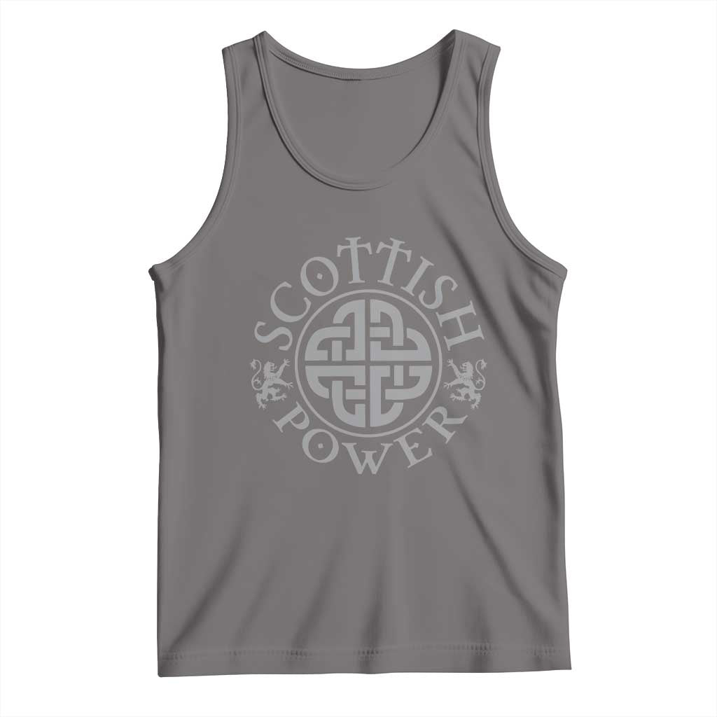 Scottish Power Celtic Knotwork Shield Emblem Tank Top Traditional Tribal Heritage Scottish Pride