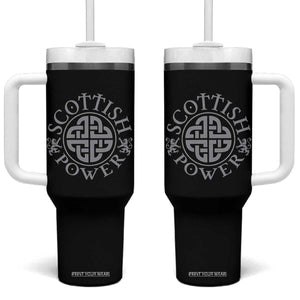 Scottish Power Celtic Knotwork Shield Emblem Tumbler With Handle Traditional Tribal Heritage Scottish Pride