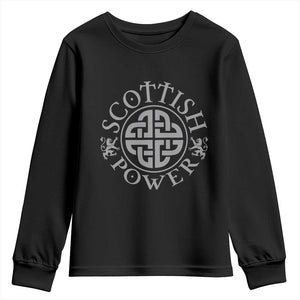 Scottish Power Celtic Knotwork Shield Emblem Youth Sweatshirt Traditional Tribal Heritage Scottish Pride
