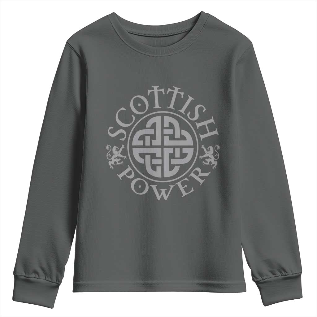 Scottish Power Celtic Knotwork Shield Emblem Youth Sweatshirt Traditional Tribal Heritage Scottish Pride