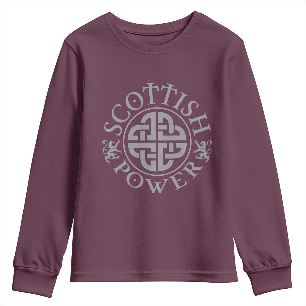 Scottish Power Celtic Knotwork Shield Emblem Youth Sweatshirt Traditional Tribal Heritage Scottish Pride