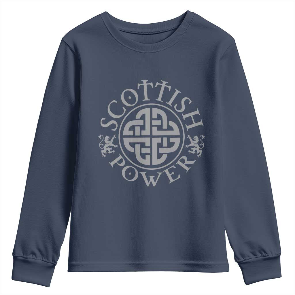 Scottish Power Celtic Knotwork Shield Emblem Youth Sweatshirt Traditional Tribal Heritage Scottish Pride TS02 Navy Print Your Wear