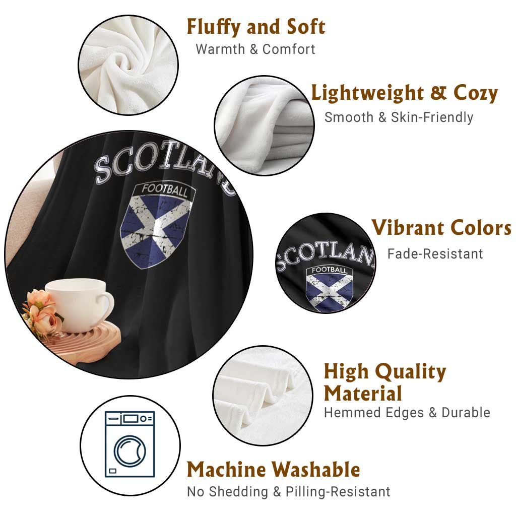 Scotland Football Distressed Shield Saltire Flag Throw Blanket Game Day Sports Soccer Fans