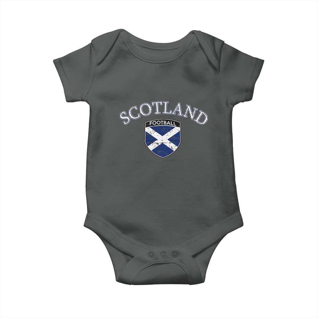 Scotland Football Distressed Shield Saltire Flag Baby Onesie Game Day Sports Soccer Fans